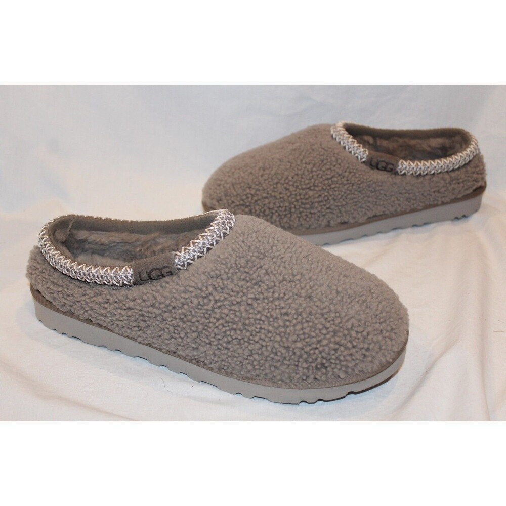 UGG WOMEN'S TASMAN‎ CURLY SHEARLING SLIP ON SLIPPERS GRAY NWOB SZ 11